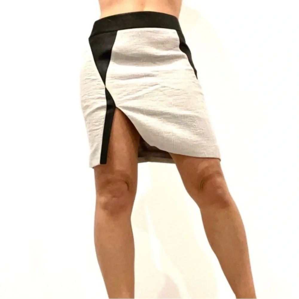 Helmut Lang Cream and Black Asymmetrical Mini Skirt - Picture 2 of 9